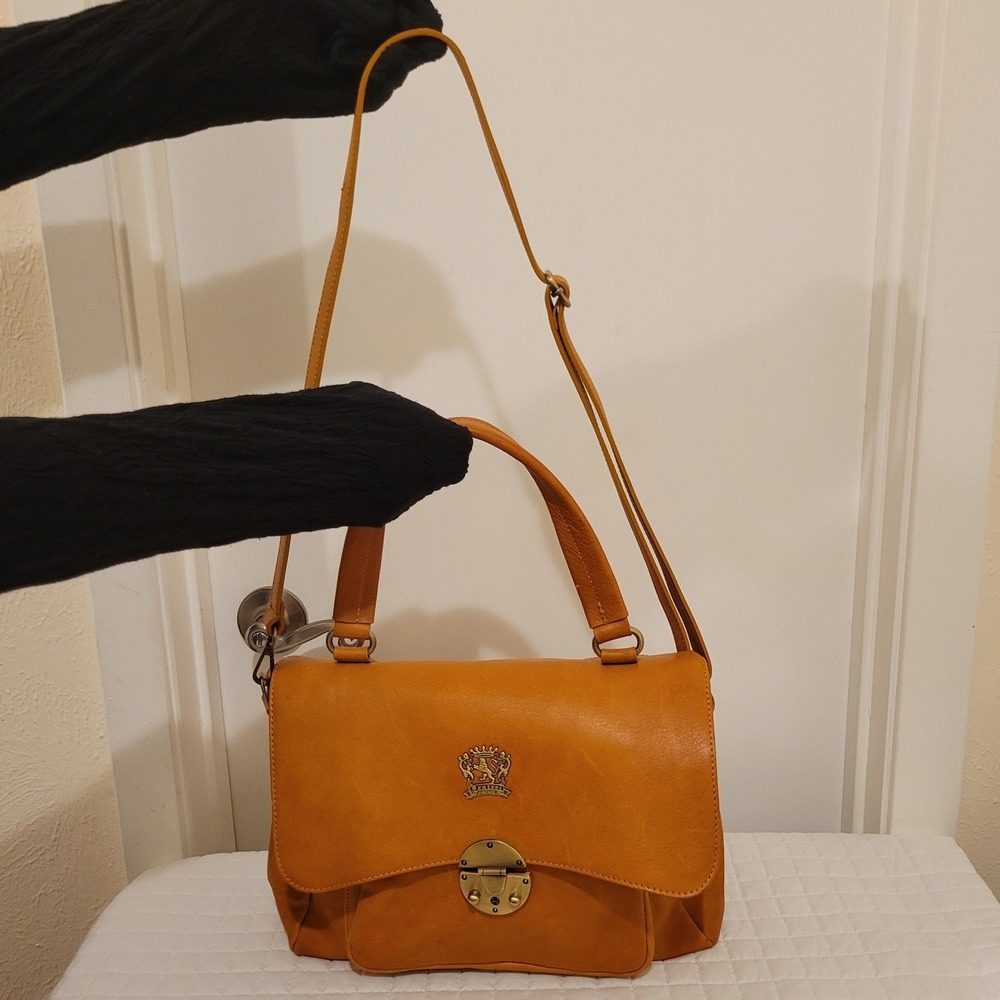 Pratesi Firenze Monteloro Cognac Beautiful Italian Genuine Leather Satchel‎ Cute